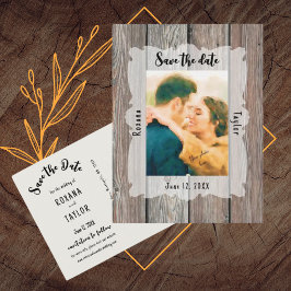 Rustic Wood Planks Wedding Photo Save Date Briefkaart