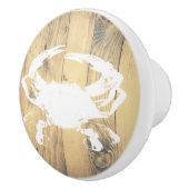 Rustic Wood Planks White Crab | Monogram Keramische Knop (Rechts)