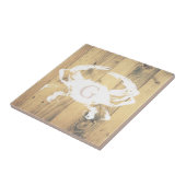 Rustic Wood Planks White Crab | Monogram Tegeltje (Zijkant)