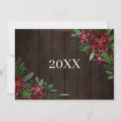 Rustic Wood Poinsettia Floral Confetti Kerstmis Feestdagenkaart (Achterkant)