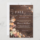 Rustic Wood Pompoen Herfst in Liefde Baby shower Kaart (Voorkant)