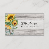 Rustic Wood Print Sunflower Visitekaartje (Voorkant)