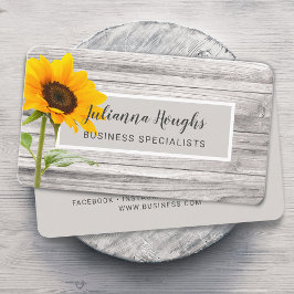 Rustic Wood Print Sunflower Visitekaartje