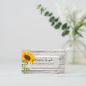 Rustic Wood Print Sunflower Visitekaartje (Staand voorkant)