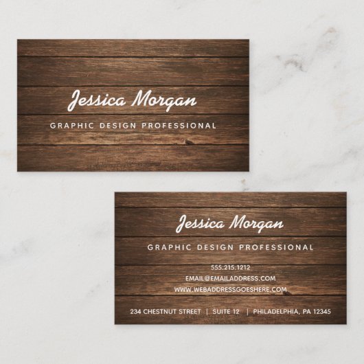 Rustic Wood Professionele Visitekaartjes (Voorkant / Achterkant)