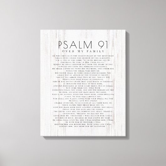 Rustic Wood psalm 91 over mijn Christelijke gezins Canvas Afdruk (Voorkant)