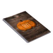 Rustic Wood Pumpkin Country Halloween Herfst herfs Notitieboek (Rechterzijde)