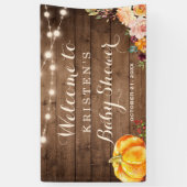 Rustic Wood Pumpkin Floral Herfst najaar Baby show Spandoek (Verticaal)
