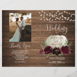 Rustic Wood Pumpkin Folded Wedding Programme Flyer