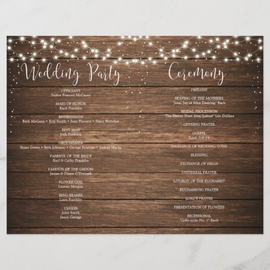 Rustic Wood Pumpkin Folded Wedding Programme Flyer (Achterkant)