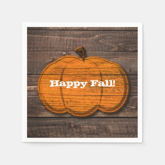 Rustic Wood Pumpkin Halloween Autumn Herfst Party Servet (Voorkant)