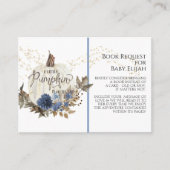 Rustic Wood Pumpkin Navy Blue Floral Book Request Visitekaartje (Voorkant)