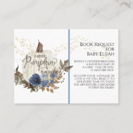 Rustic Wood Pumpkin Navy Blue Floral Book Request Visitekaartje