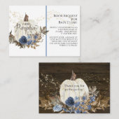 Rustic Wood Pumpkin Navy Blue Floral Book Request Visitekaartje (Voorkant / Achterkant)