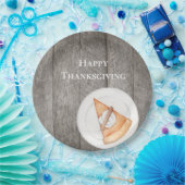 Rustic Wood Pumpkin Pie Happy Thanksgiving Papieren Bordje (Feest)