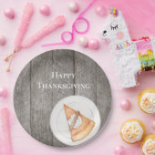 Rustic Wood Pumpkin Pie Happy Thanksgiving Papieren Bordje (Feest)