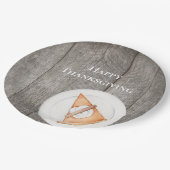 Rustic Wood Pumpkin Pie Happy Thanksgiving Papieren Bordje (Gekanteld)