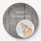 Rustic Wood Pumpkin Pie Happy Thanksgiving Papieren Bordje (Voorkant)
