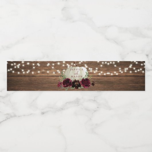 Rustic Wood Pumpkin Weddenschap Water Fleslabel Waterfles Etiket (Enkel label)