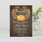 Rustic Wood Pumpkin Wreath Herfst Baby shower Kaart (Staand voorkant)