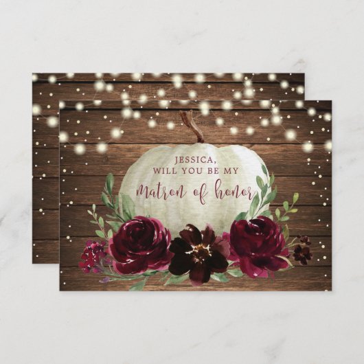 Rustic Wood Pumpkin zal je zijn als mijn matron va Bedankkaart (Voorkant / Achterkant)