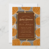 Rustic Wood & Pumpkins Herfst Baby shower Party Kaart (Voorkant)