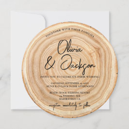 Rustic Wood QR Code Wedding Kaart