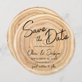 Rustic Wood QR Code Wedding Save the Date Kaart