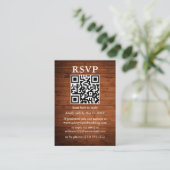Rustic Wood QR Wedding RSVP Informatiekaartje (Staand voorkant)