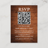 Rustic Wood QR Wedding RSVP Informatiekaartje (Voorkant)