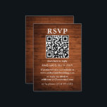 Rustic Wood QR Wedding RSVP Informatiekaartje<br><div class="desc">Rustic Wood Wedding RSVP Kaart met je QR-code.</div>