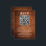 Rustic Wood QR Wedding RSVP Informatiekaartje<br><div class="desc">Rustic Wood Wedding RSVP Kaart met je QR-code.</div>