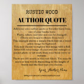 Rustic Wood Quote Auteur Book Poster (Voorkant)