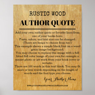 Rustic Wood Quote Auteur Book Poster