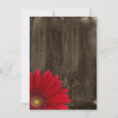 Rustic Wood Red Daisy Country Wedding Invitations Kaart (Achterkant)
