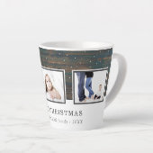 Rustic Wood Red Family 3 Foto Collage Holiday Latte Mok (Rechterhoek)