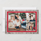 Rustic Wood Red Family 4 Foto Vrolijk Kerstfeest Feestdagenkaart (Achterkant)