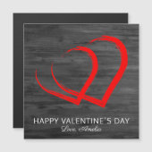 Rustic Wood Red Heart Happy Valentijn's Day Kaart (Voorkant / Achterkant)