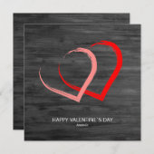 Rustic Wood Red Pink Heart Valentijn Modern Feestdagenkaart (Voorkant / Achterkant)