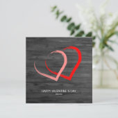 Rustic Wood Red Pink Heart Valentijn Modern Feestdagenkaart (Staand voorkant)