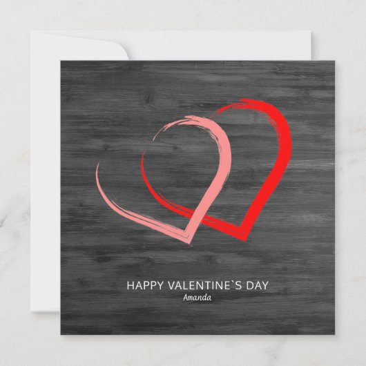 Rustic Wood Red Pink Heart Valentijn Modern Feestdagenkaart (Voorkant)
