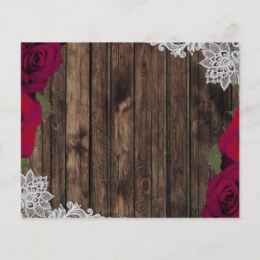 Rustic Wood Red Roses Floral Foto opslaan Datum (Achterkant)