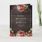 Rustic Wood Red Roses Floral Frame QR Code Wedding (Voorkant)