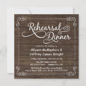 Rustic Wood Rehearsal Dinner Invitations Kaart (Voorkant)