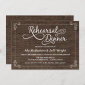 Rustic Wood Rehearsal Dinner Invitations Kaart (Voorkant / Achterkant)