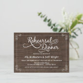 Rustic Wood Rehearsal Dinner Invitations Kaart (Staand voorkant)