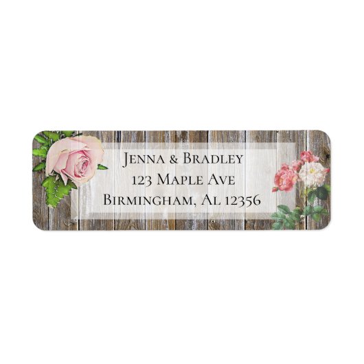 Rustic Wood Return Address Labels White Rose (Voorkant)
