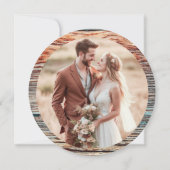 Rustic Wood Ring Save The Date – Boho Floral Photo Kaart (Achterkant)