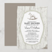 Rustic Wood Rocking Horse Baby shower Kaart (Voorkant / Achterkant)