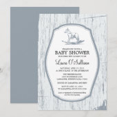 Rustic Wood Rocking Horse Baby shower Kaart (Voorkant / Achterkant)